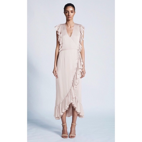 shona joy luxe ruffle wrap dress